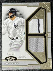 lot 10A image: Aaron Judge Dual Relic 62 Game Used 2024 Topps Tier 1 #T1-AJ Baseball Card