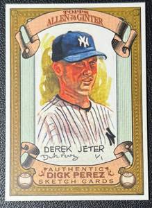 lot 15A image: Derek Jeter 2007 Topps Allen & Ginter Dick Perez Sketch Card #19
