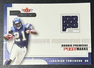 lot 17A image: LaDanian Tomlinson RC Relic 1775 2001 Fleer Hot Prospects Rookie Premier Post Marks