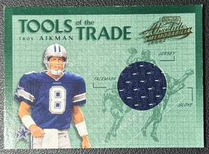 lot 18A image: Troy Aikman Relic 150 2002 Absolute Playoff Memorabilia Tools of the Trade #TT-10 Football Card