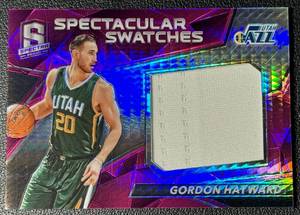 lot 27A image: Gordon Hayward 49 Game Worn Relic 2019 Spectra Spectacular Swatches #59 Basketball Card