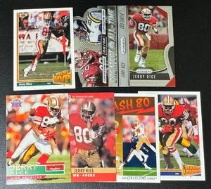 lot 60A image: Jerry Rice 7 Card Football Lot
