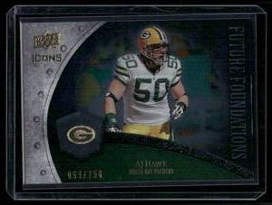 lot 57B image: A.J. Hawk RC 2008 Upper Deck Icons Future Foundations Blue #FF1 Green Bay Packers Football Card