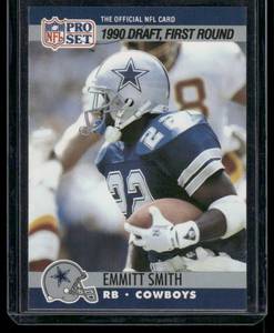 lot 58B image: Emmitt Smith RC 1990 Pro Set #685 Dallas Cowboys Football Card