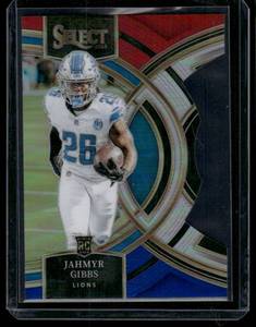 lot 84B image: Jahmyr Gibbs RC 2023 Select Prezim Premier RWB #198 Detroit Lions Football Card