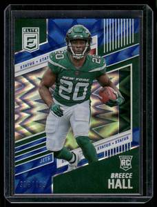 lot 92B image: Breece Hall 499 RC 2022 Donruss Elite Blue #108 New York Jets Football Card