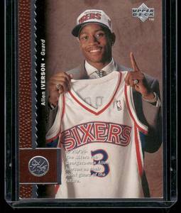 lot 93B image: Allen Iverson RC 1996 Upper Deck #91 Philadelphia 76ers Basketball Card