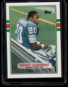 lot 9A image: Barry Sanders RC 1989 Topps Traded #83T Detroit Lions Football Card