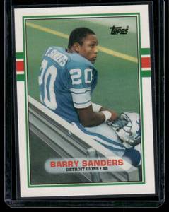 lot 26B image: Barry Sanders RC 1989 Topps Traded #83T Detroit Lions Football Card