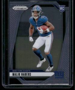 lot 28B image: Malik Nabers RC 2024 Panini Prizm #370 New York Giants Football Card