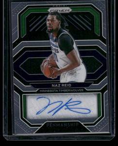 lot 5A image: Naz Reid Auto  2020 Panini Prizm Penmanship #PE-NAZ Minnesota Timberwolves Basketball Card