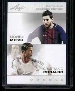 lot 117B image: Lionel Messi  Christiano Ronaldo  2022 Leaf Exclusive Legend Edition #LM-CR  Soccer Card