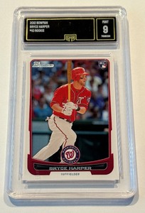 lot 14C image: Bryce Harper RC Graded 9 Mint 2012 Bowman #10 Rookie Baseball Card