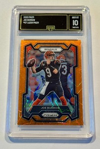 lot 17C image: Joe Burrow Graded 10 Gem Mint Orange Lazer Prizm 2023 Prizm #57 Football Card