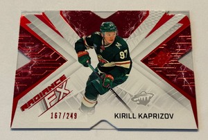 lot 18C image: Kirill Kaprizov 249 Die Cut 2023 Upper Deck SPx Radiance FX #RFX-40, numbered 167249, Minnesota Wild Hockey Card