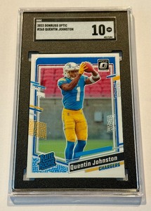 lot 19C image: Quentin Johnson SGC 10 Gem Mint RC 2023 Donruss Optic #265 Rated Rookie Football Card