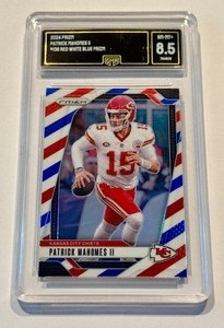lot 34C image: Patrick Mahomes Graded 8.5 NM-MT Red White Blue Prizm 2024 #138 Football Card
