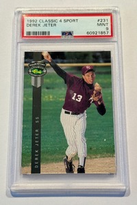 lot 50C image: Derek Jeter RC PSA 9 Mint 1992 Classic 4 Sport #231 Rookie Baseball Card