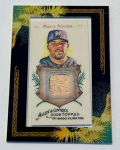 lot 58C image: Prince Fielder Bat Relic 2008 Topps Allen & Ginter The Worlds Champions #AGR-PF Baseball Card