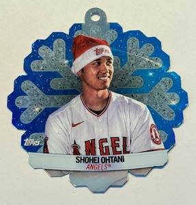 lot 79C image: Shohei Ohtani 2023 Topps Holiday Mega Baseball Ornament Card #MLBDC-2