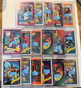 lot 90C image: Marvel 17 Card 1990-1992 Amazing Fantasy, Super-Villains, Avengers, Super Heroes with Deadpool, Spiderman, Wolverine and more