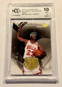 lot 114C image: Michael Jordan BCCG Graded 10 Gem Mint 2009-10 Upper Deck MJ Legacy Collection Gold #48 Basketball Card