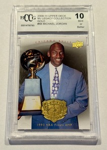 lot 115C image: Michael Jordan BCCG Graded 10 Gem Mint 2009-10 Upper Deck MJ Legacy Collection Gold #68 Basketball Card