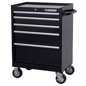Husky Tool Storage 27 in. W x 18 in. D 5-Drawer Gloss Black Rolling Tool Cabinet Customer Returns See Pictures
