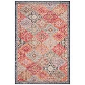 lot 32 image: Montage RedAqua 4 ft. x 6 ft. Bohemian Border IndoorOutdoor Patio Area Rug by SAFAVIEH Customer Returns See Pictures