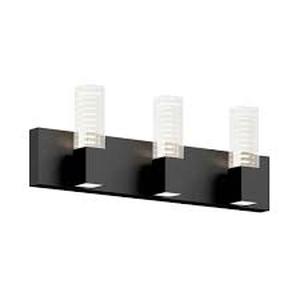 lot 38 image: Artika Hologram 24 in. 3 Light Matte Black Modern Integrated LED 5 CCT Vanity Light Bar for Bathroom   Customer Returns See Pictures