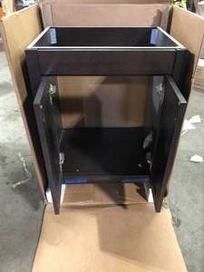 lot 40 image: Glacier Bay Delridge 25 in. Single Sink Chocolate Bath Vanity  (Assembled) Granite Top Not Included  Customer Returns See Pictures
