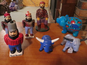 Mixed Lot of Paul Bunyan and Babe the Blue Ox Collectibles