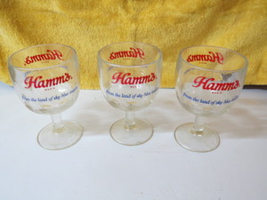 lot 114 image: Set of 3 Hamms Stemmed Beer Glasses