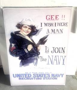 lot 9 image: Repro Join the Navy Canvas Picture