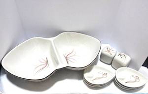 lot 61 image: Vintage Winfield Dragon Flower Vegetable Bowl, S&P, and 6 Ashtrays