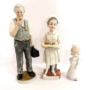 lot 109 image: Vintage Original Arnart Nurse, 1988 Enesco Doctor, and Small Porcelain Nurse
