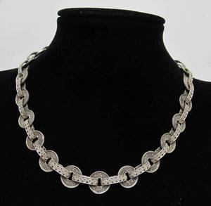 lot 43 image: Fine Sterling Silver Filigree Link Necklace 