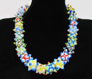lot 12 image: Beautiful Large Handblown Glass Bead Necklace