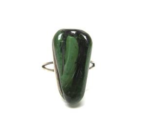 lot 66 image: Sterling Silver Ring wOutstanding Large Carved Green Gemstone - Size 7