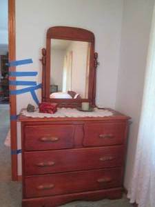 lot 201 image: Vintage hardwood dresser with swive...