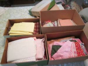 lot 204 image: 4-boxes of fabrics and materials...