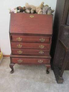 lot 230 image: Vintage hardwood Secretary Desk plu...