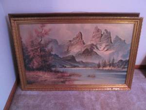 lot 257 image: Vintage framed Snow Capped Peaks ...
