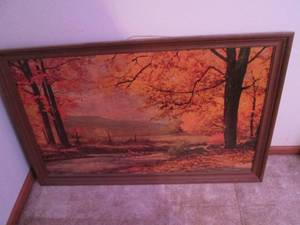 lot 258 image: Vintage autumn landscape framed wal...