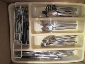 lot 271 image: Lot of flatware with drawer organiz...