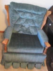 lot 313 image: Teal upholstered button back rockin...