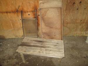 lot 149 image: Vintage sled, screen and bench...