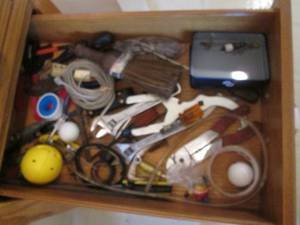 lot 44 image: Drawer content including misc house...