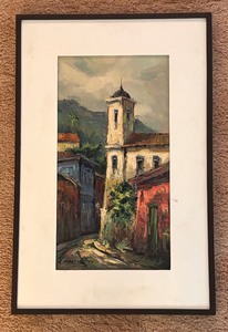 lot 29 image: Original Painting Igreja Colonial by C. Marcos