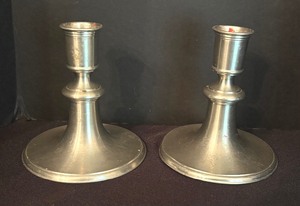 lot 95 image: Pair of Selangor Pewter Candle Holders